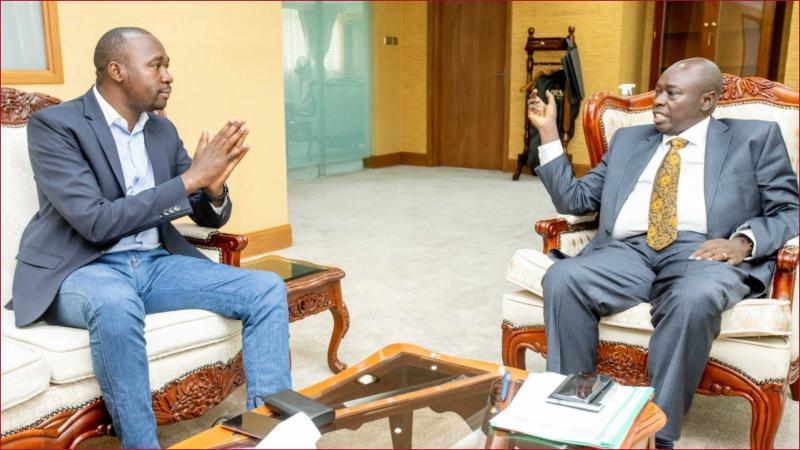 Former deputy president Rigathi Gachagua with Manyatta MP Gitonga Mukunji.